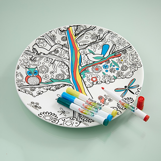 Assiette en porcelaine à colorier animaux