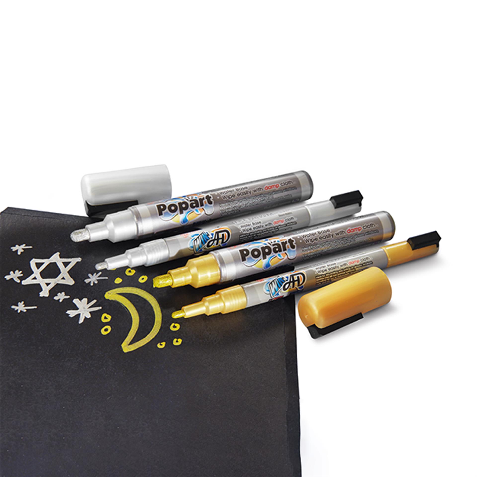 Velazquez Kreide Marker Popart Gold und Silber 4tlg.