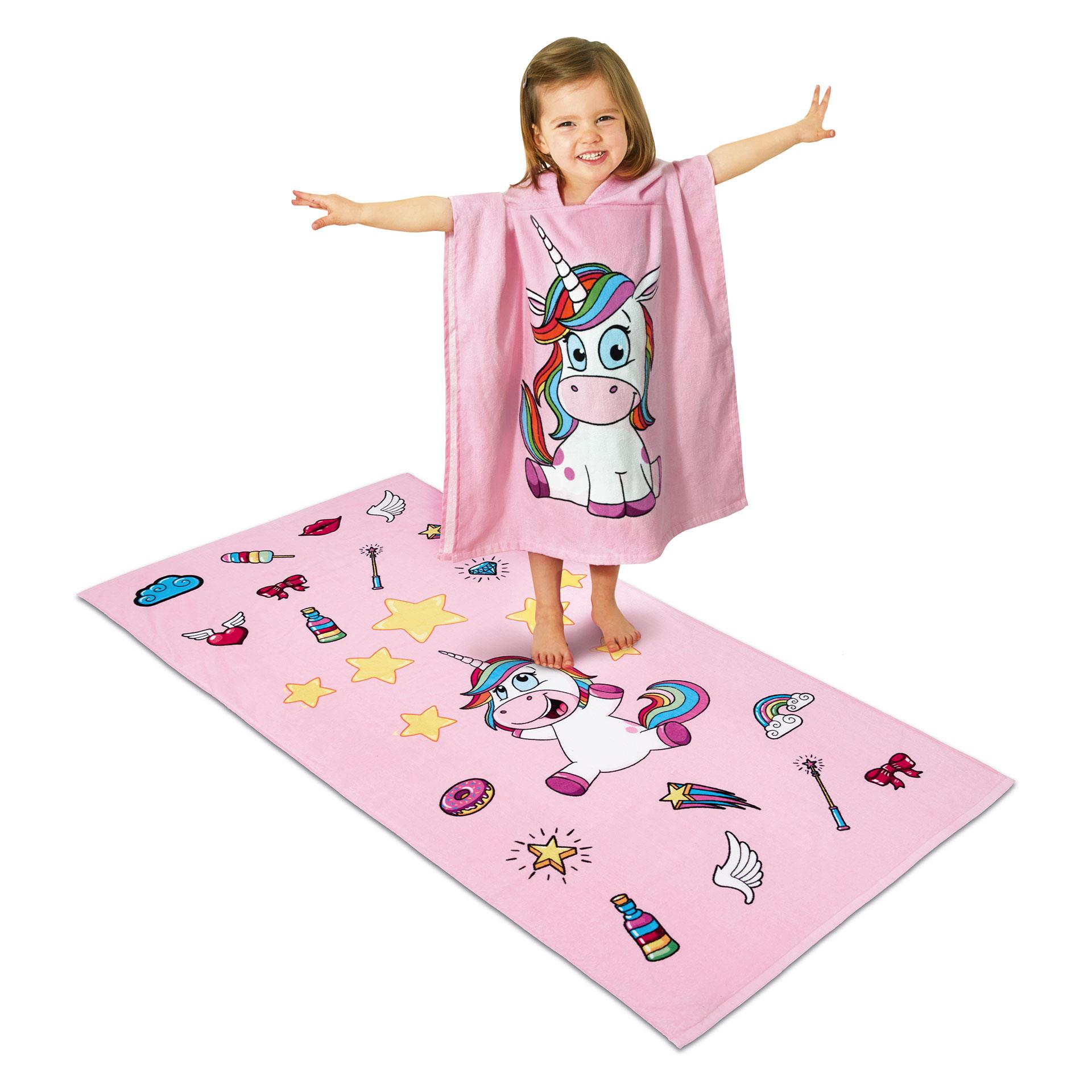 Set poncho licorne 2 pces