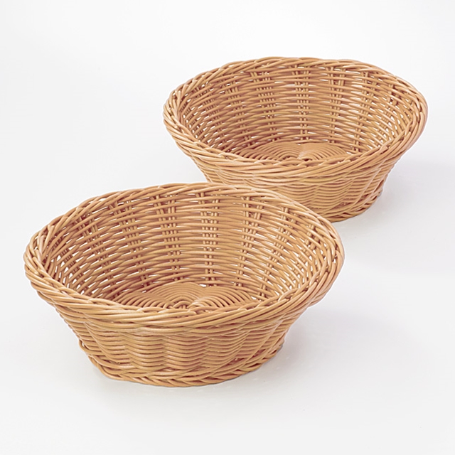 Set di 2 cestini tondi in rattan sintetico