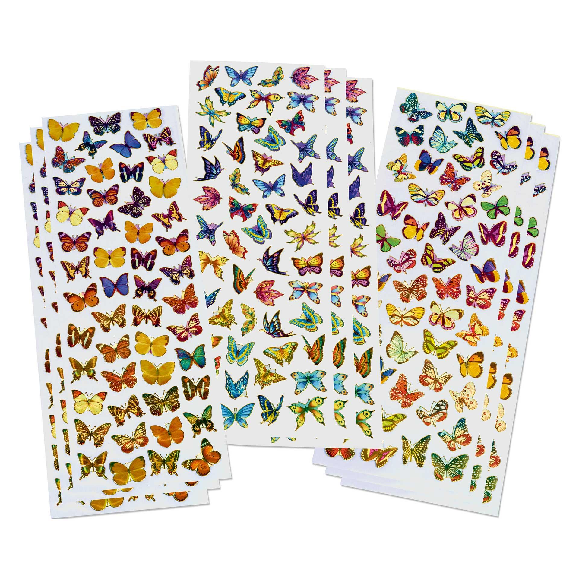 Schmetterling Stickers mit Goldrand 150tlg.