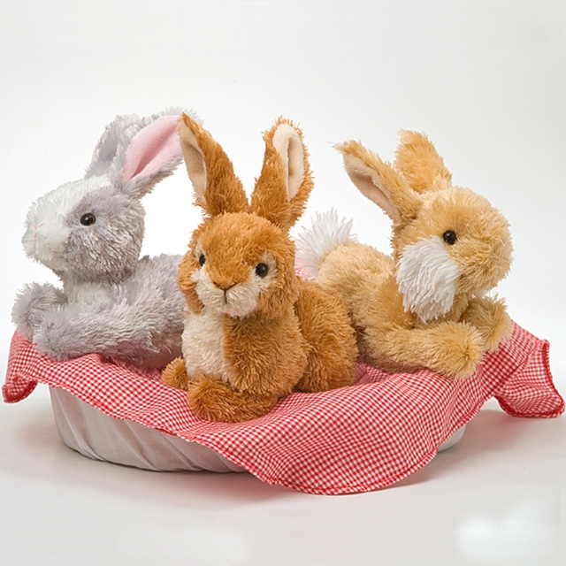 Petits lapins en corbeille, 3 pces