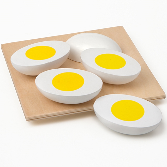 Mezze uova in legno, 6 pezzi
