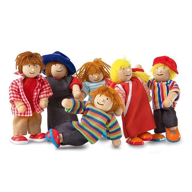 Famille de pouppees en bois, 6 pces