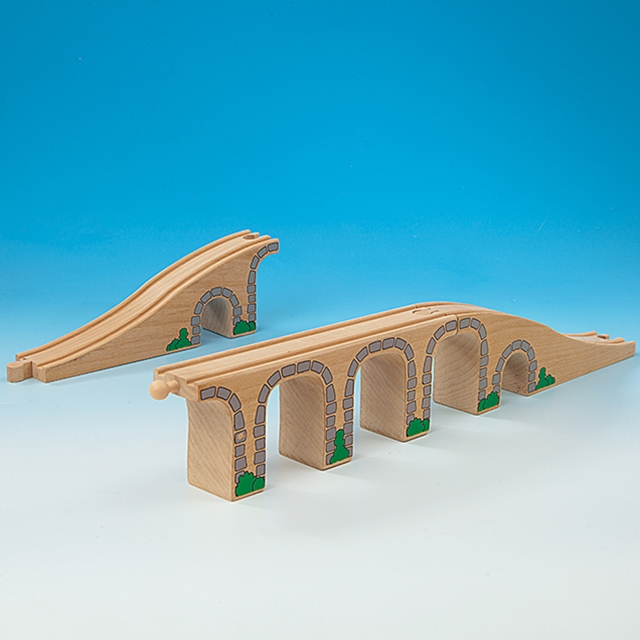 Pont viaduc - Circuit de train en bois, 3 pièces