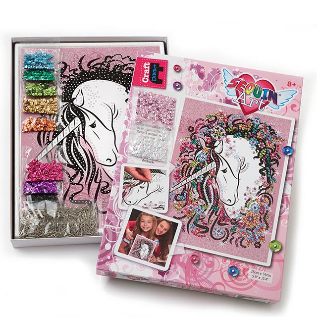 L’art en paillettes Licorne romantique