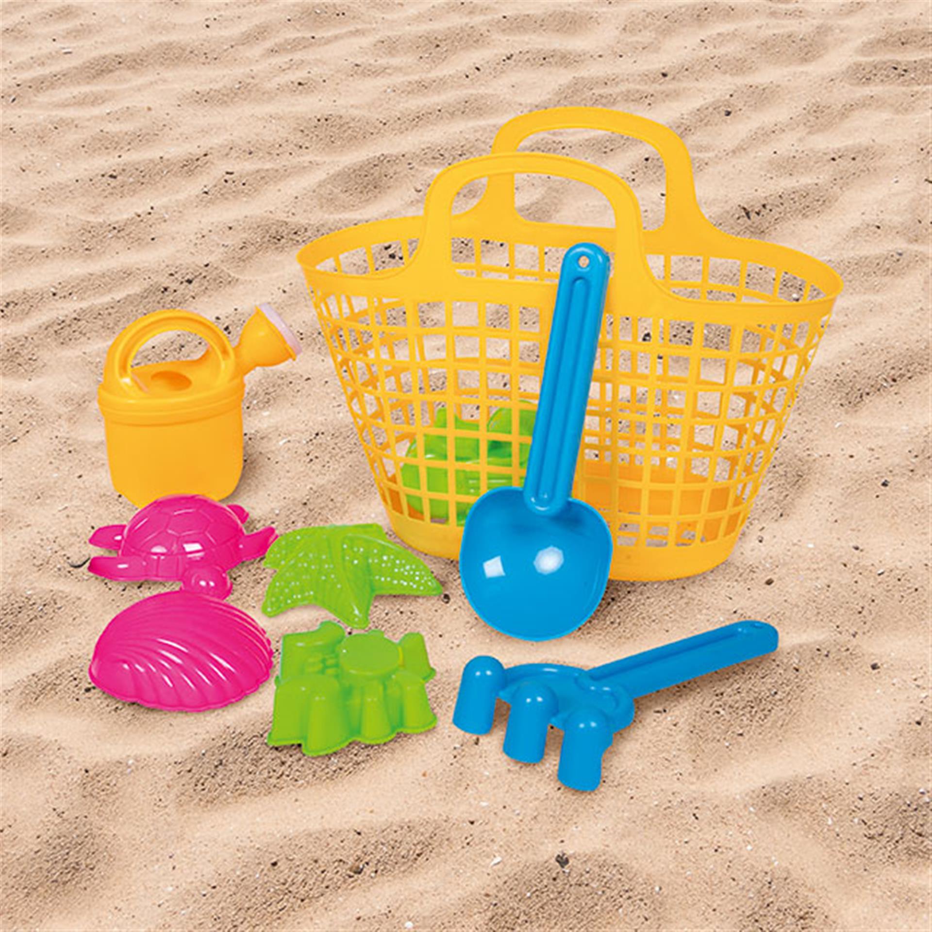 Sporta di giocattoli per la sabbia, 9 pezzi