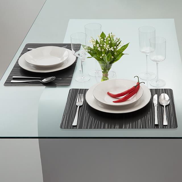 Tischset Line Art schwarz/silber