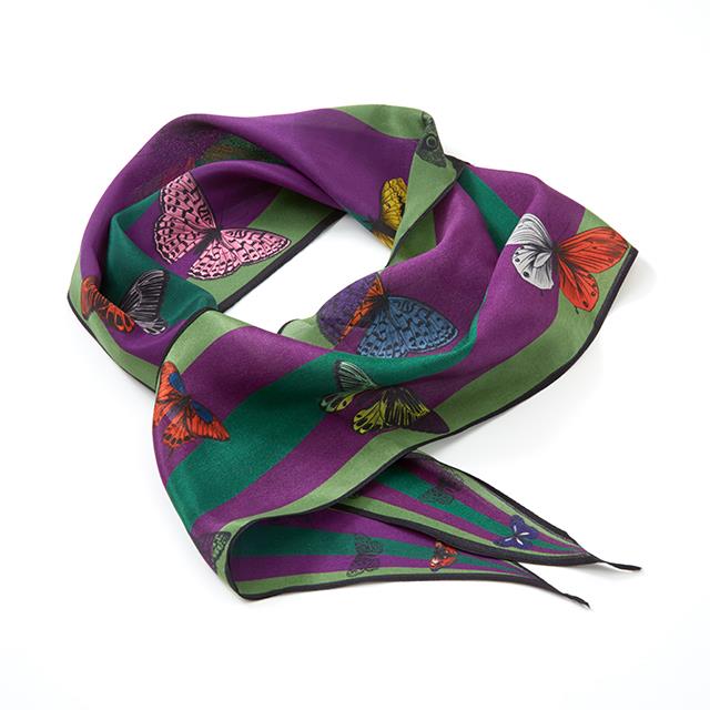 Foulard da collo in seta Farfalline