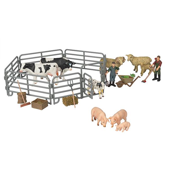 Figurines animales, enclos de ferme 22 pces