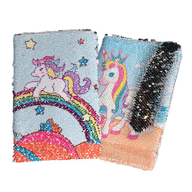 Carnet Licorne à paillettes 2 pces