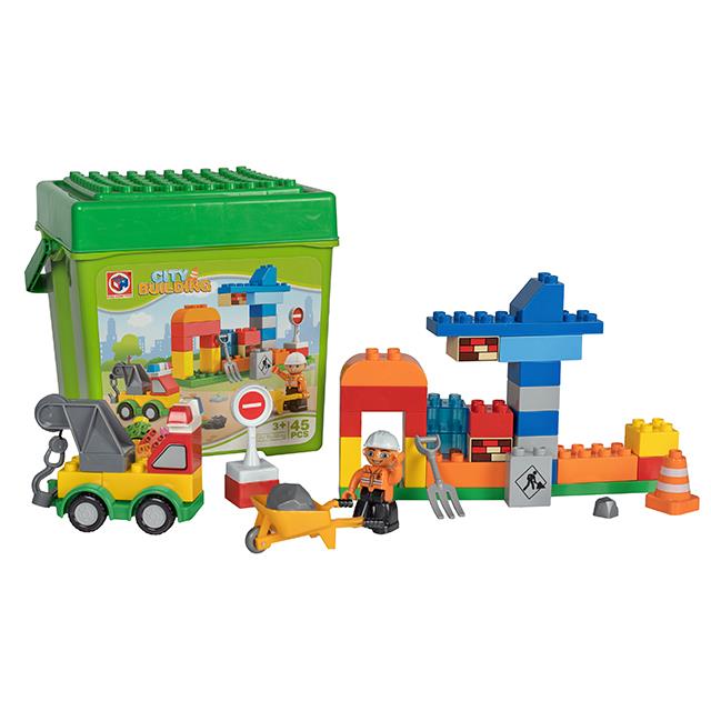 Kinder Kreativ Set Bausteine Baustelle 45tlg.