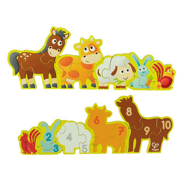 Puzzle animaux & nombres, 10 pces