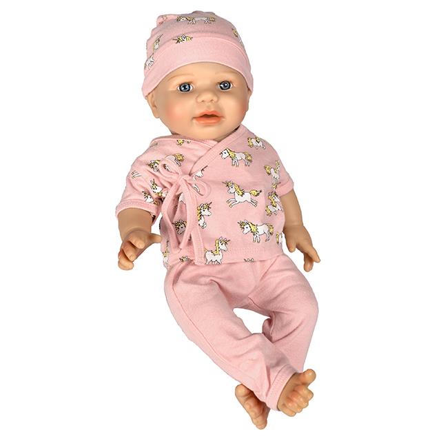 Puppen Pyjama Set Einhorn 3tlg. BL