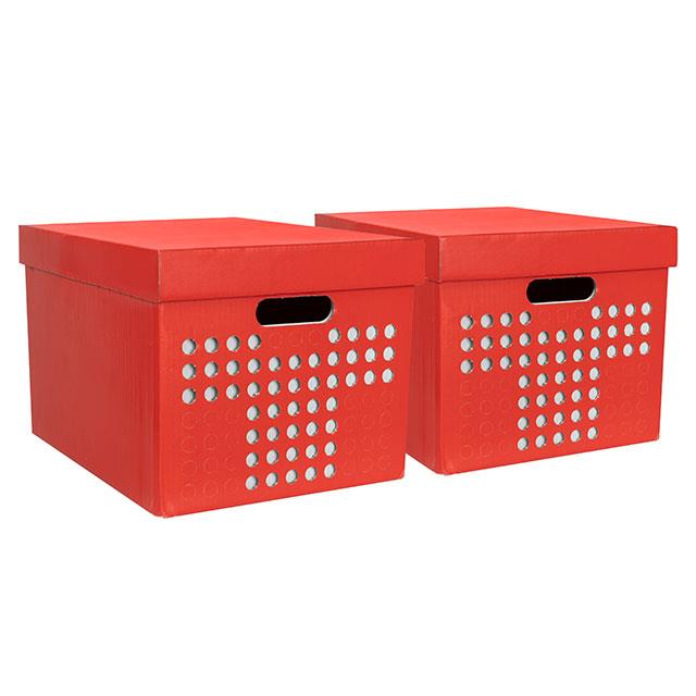 Boîtes de rangement 2 pces rouge/blanc