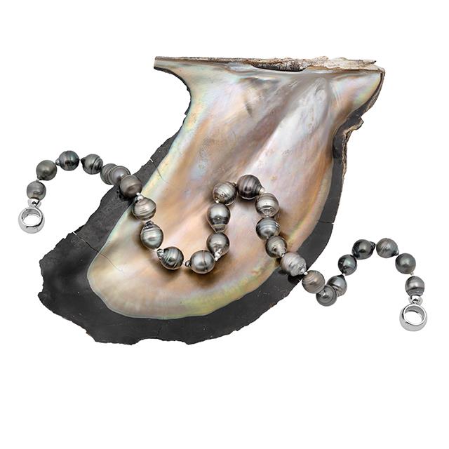 Collana di perle cerchiate scure Tahiti South Sea