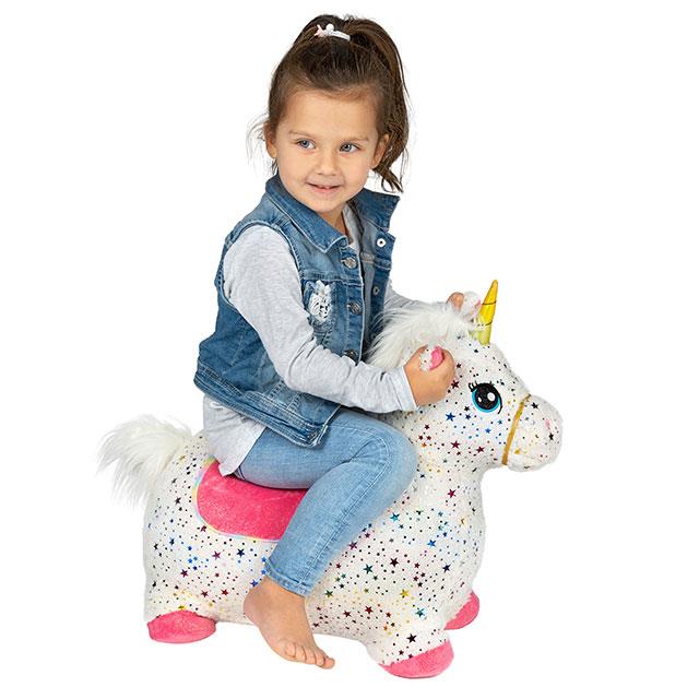 Licorne sauteuse en peluche