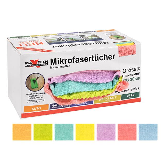 Chiffons en microfibres multicolores pour tout usage, 50 pces