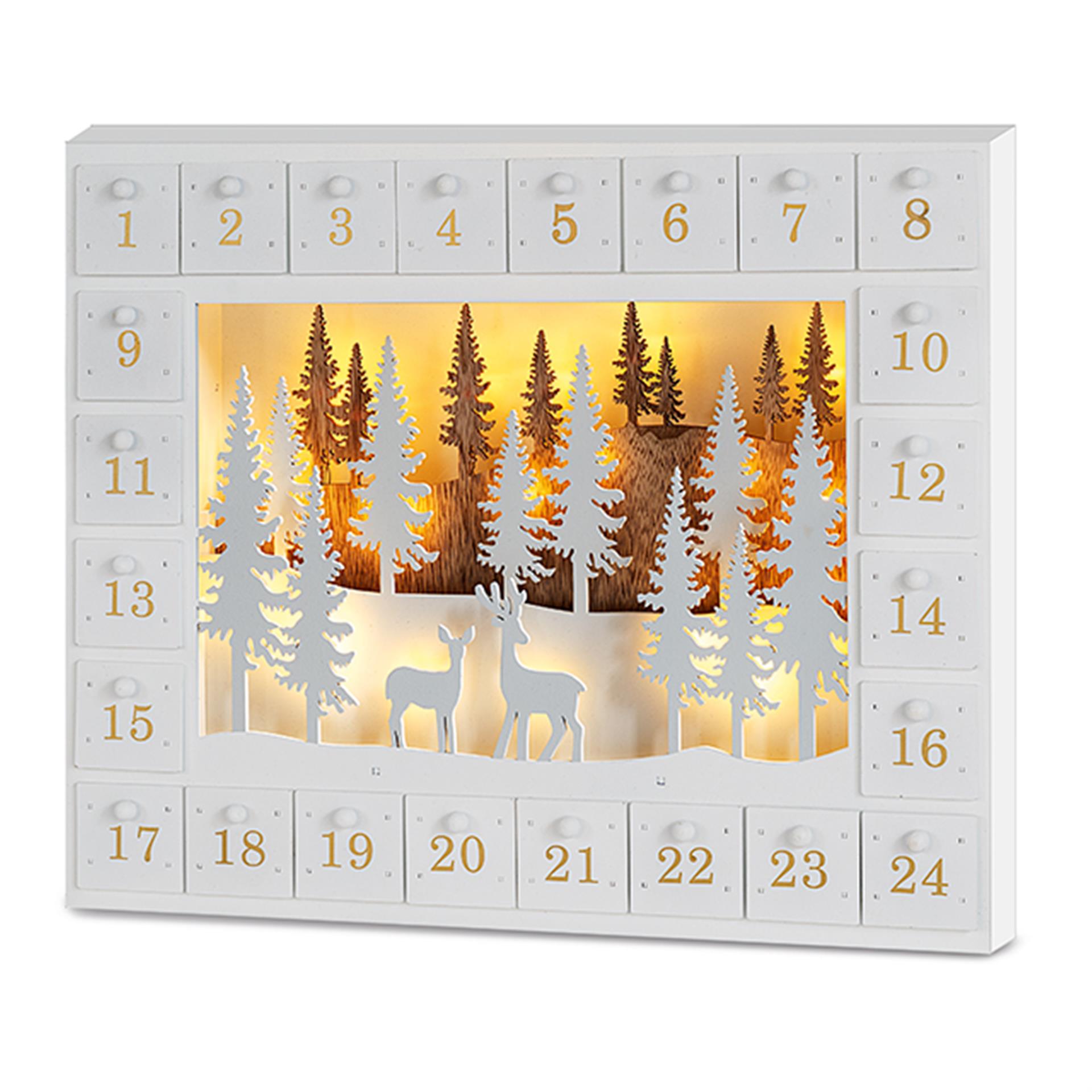Calendario d'avvento con bosco invernale