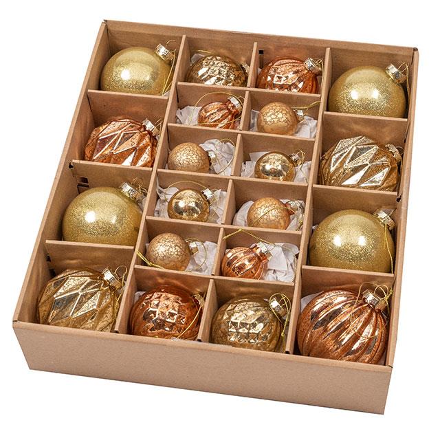 Assortiment de boules de Noël dorées, 18 pces