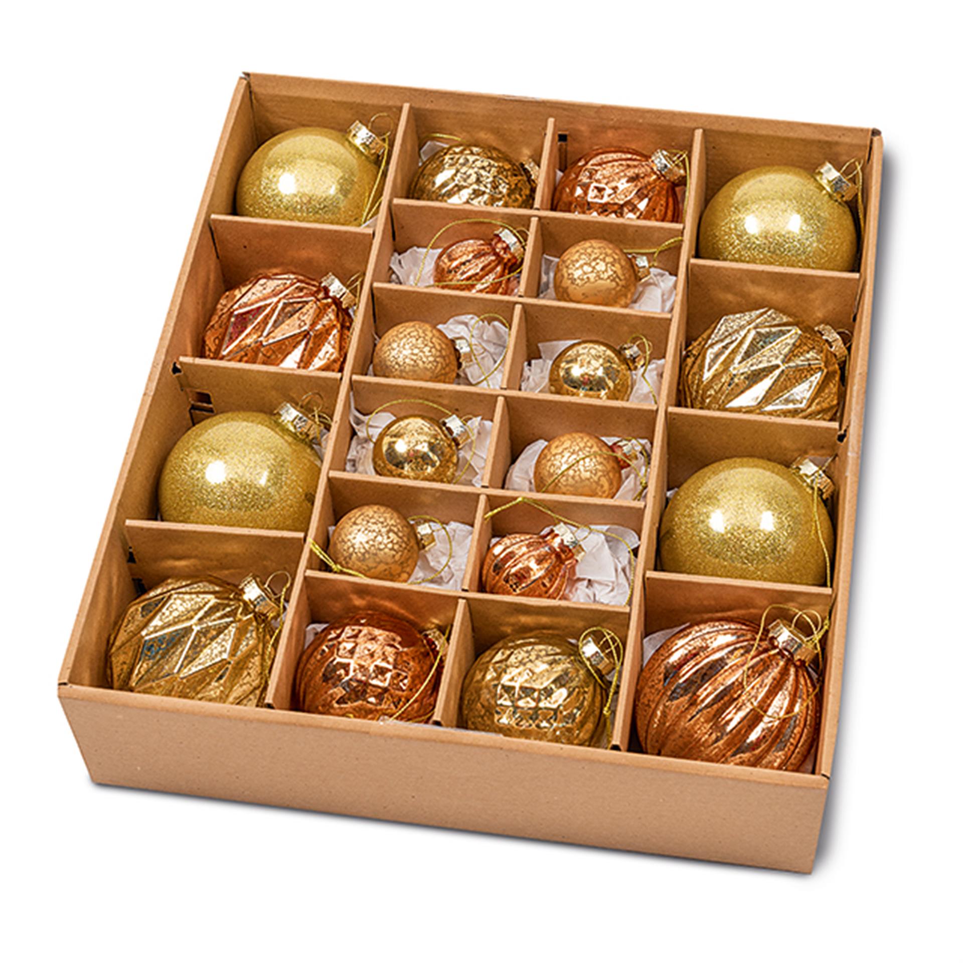 Assortiment de boules de Noël dorées, 18 pces