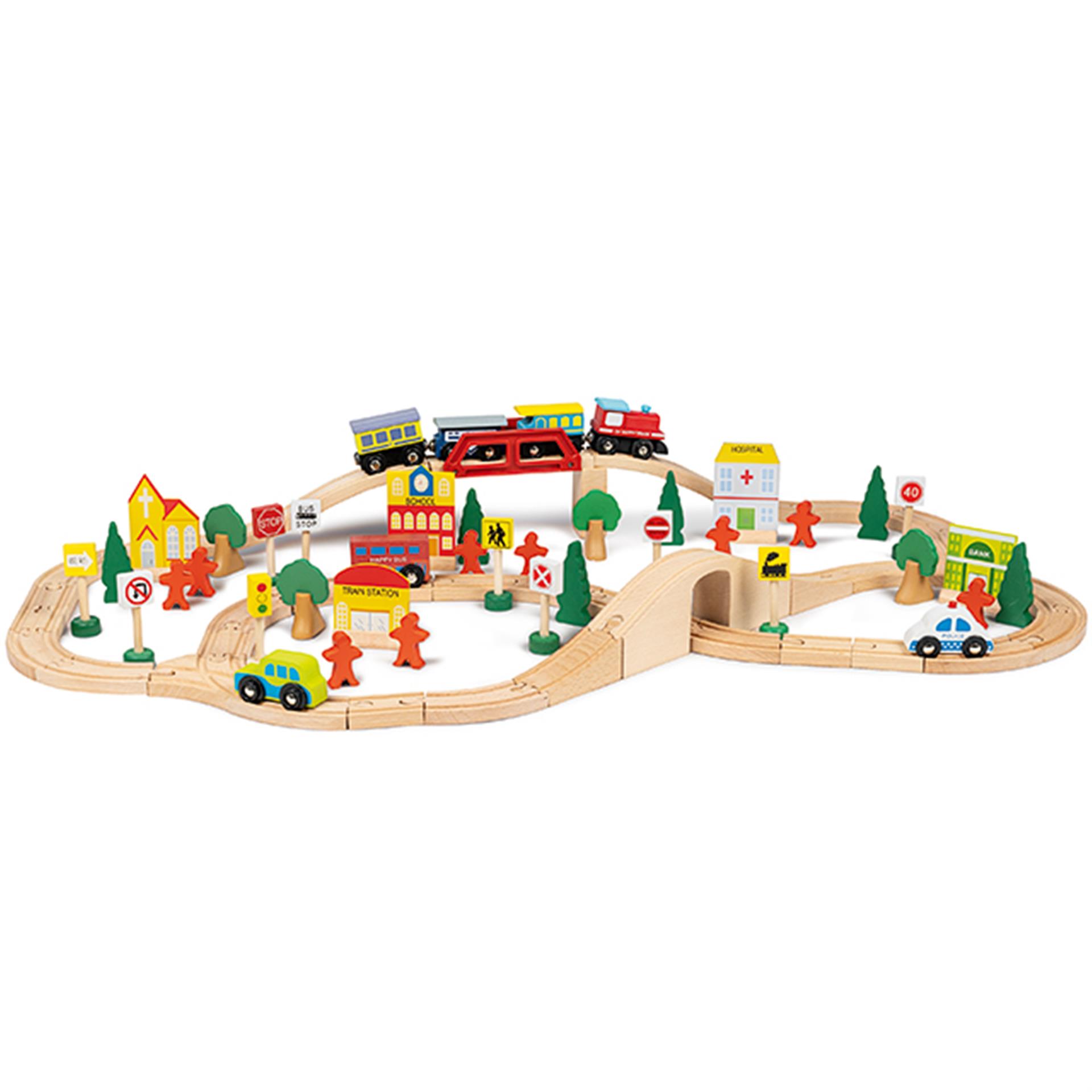 Train en bois / jeu de 90 pces