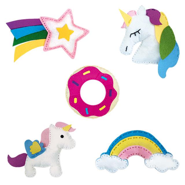 Kit de couture animaux en feutre Licorne, 5 pces