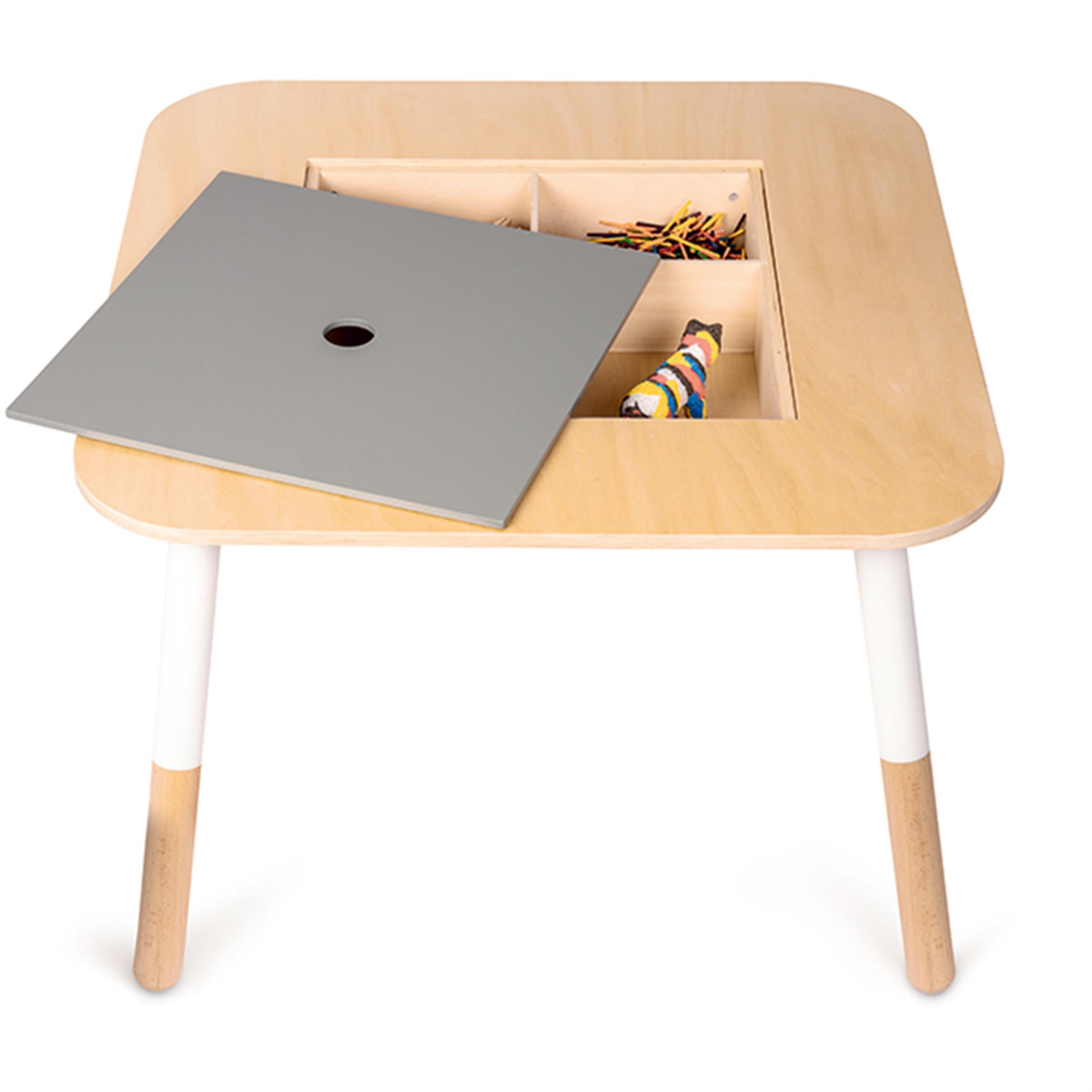  Table de jeu en bois pour enfants, avec compartiment