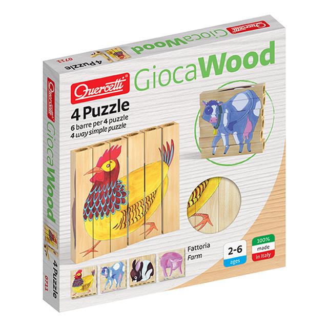 Puzzle di legno Quercetti: animali della fattoria