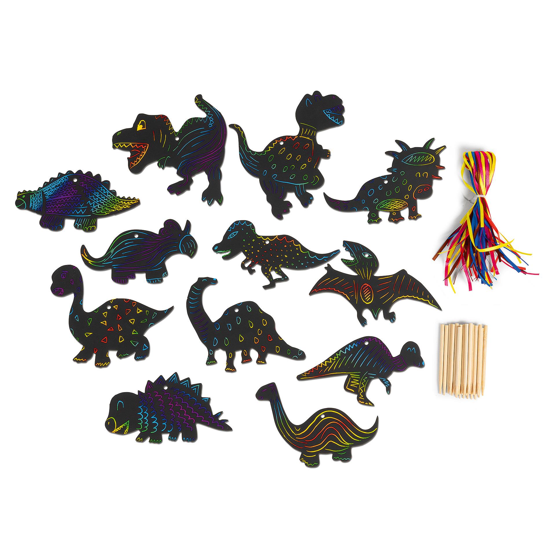 Motifs à gratter Dinosaures, 48 pces