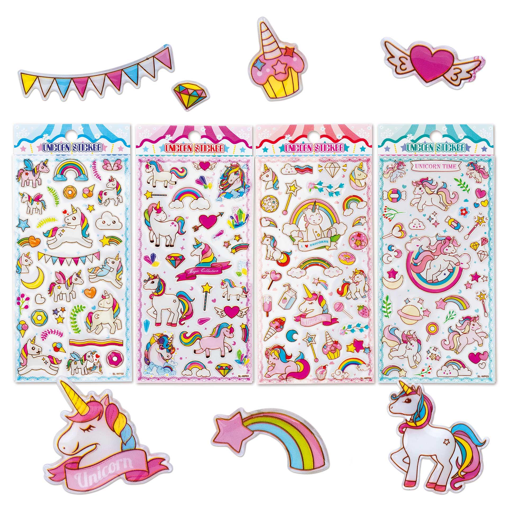 Autocollants pastel Licorne, 126 pces