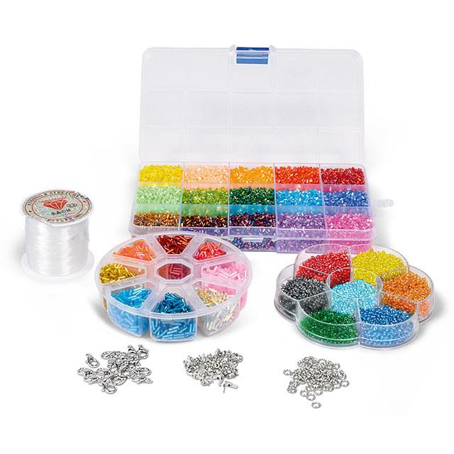 Perles de verre DIY avec accessoires de bijouterie, 12'300 pces