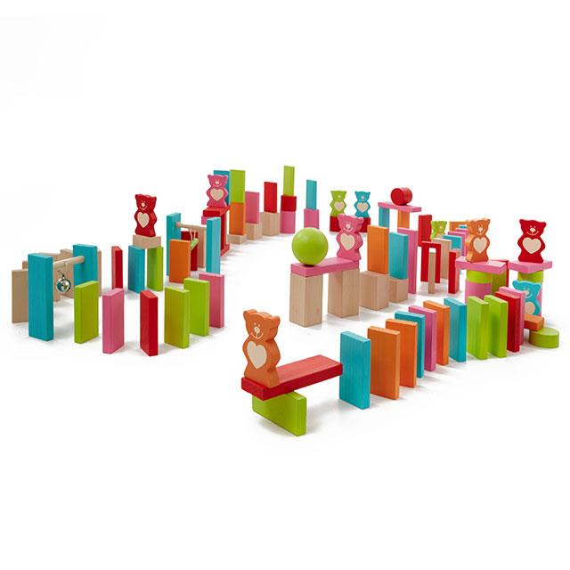 Domino oursons en bois, 109 pces