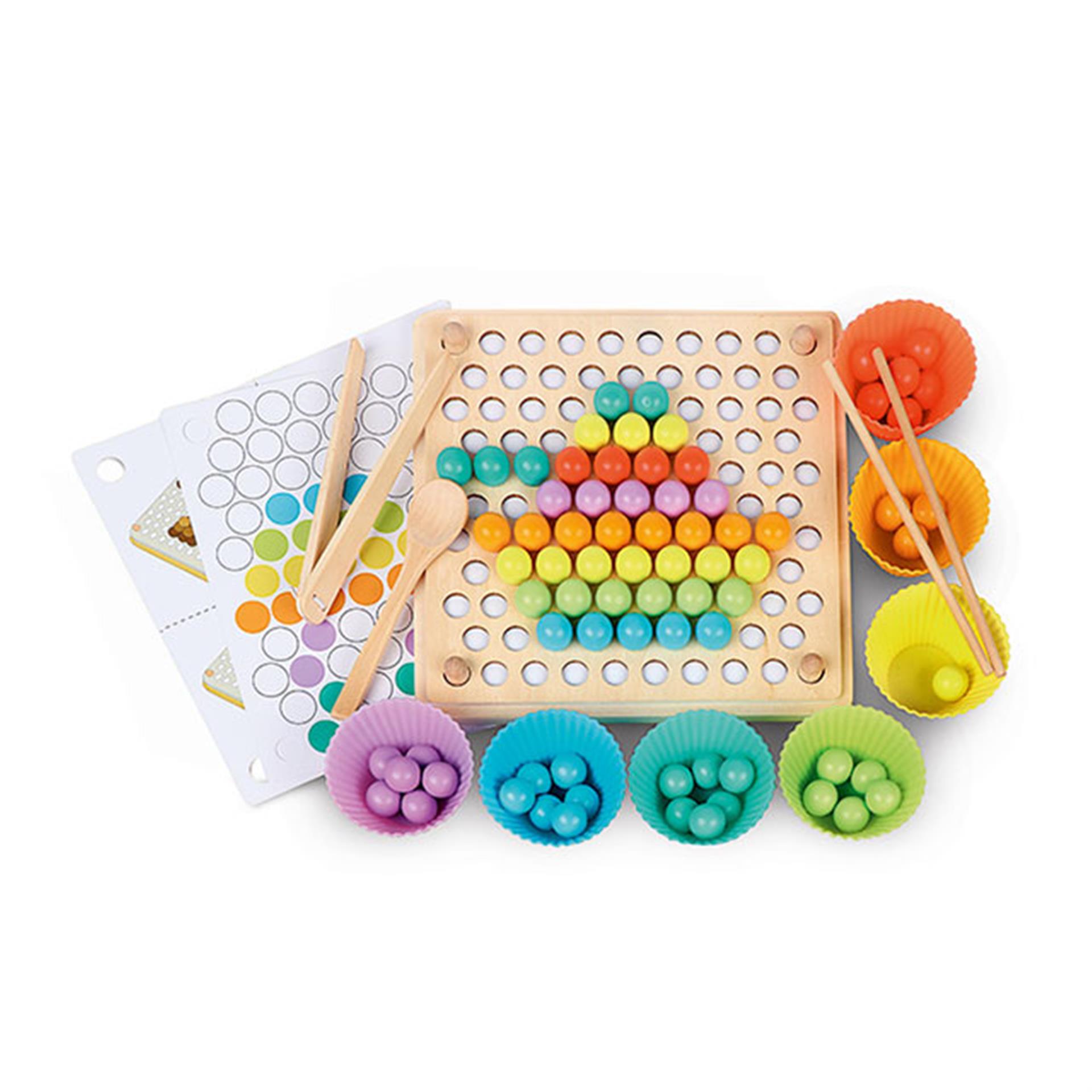 Jouet Montessori en Bois, Enfants Jeux Puzzles Perles Mathematics Jeu,  Perles Puzzle Mains Brain Training Jouet Éducatif Plateau, Interactifs