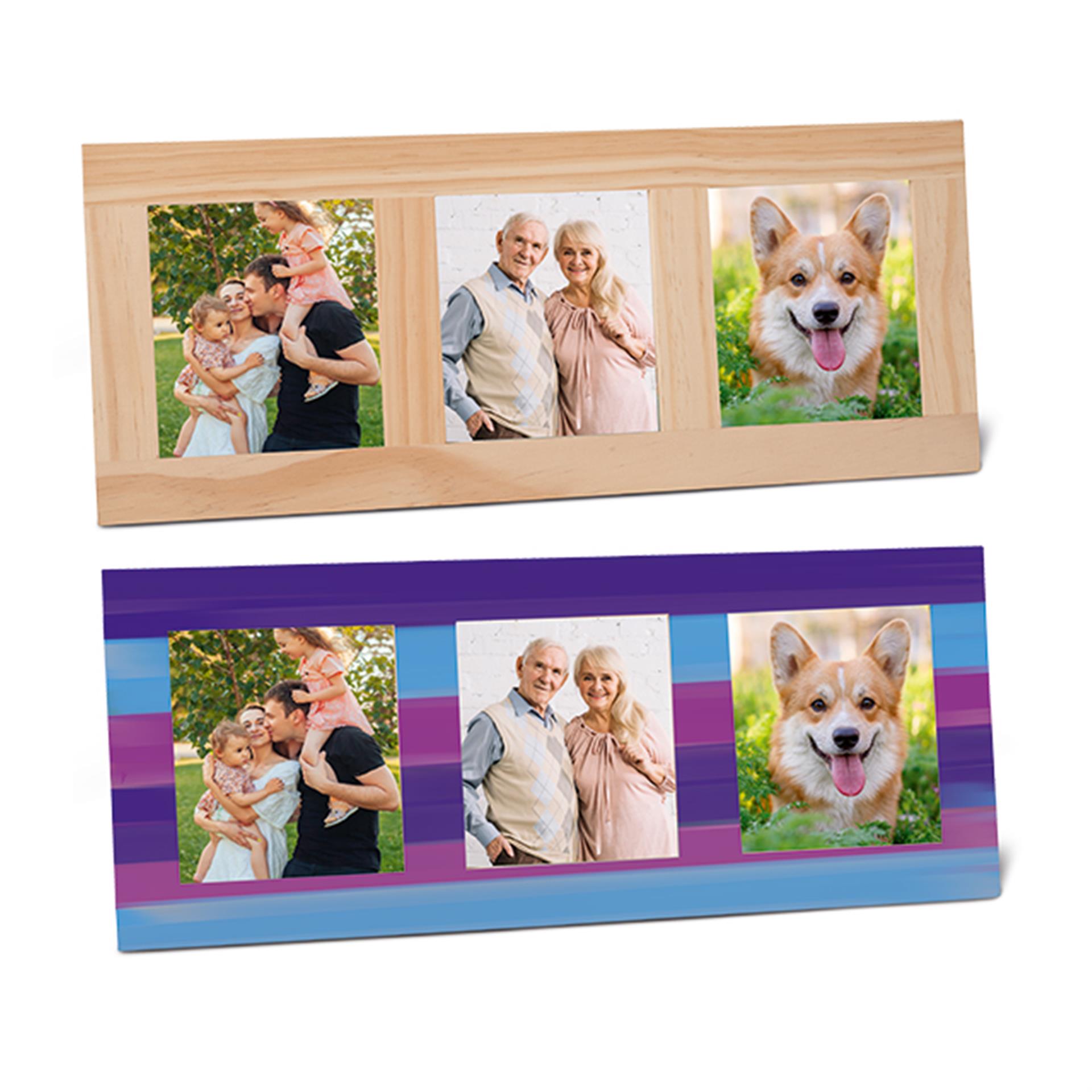 Cadre photo en bois pour 3 photos, 2 pces