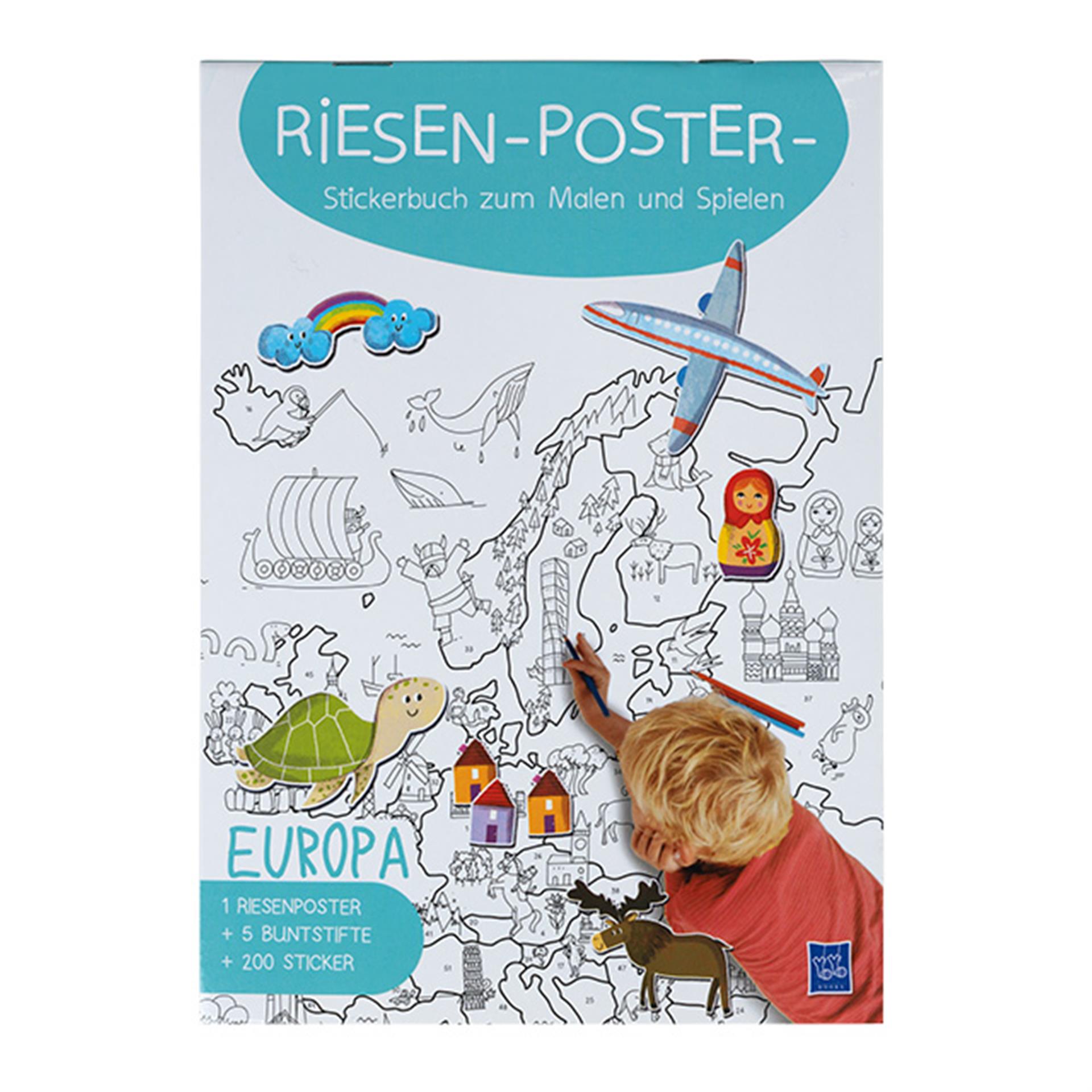 Riesenposter Stickerbuch «Die Erde» und «Europa» im Set