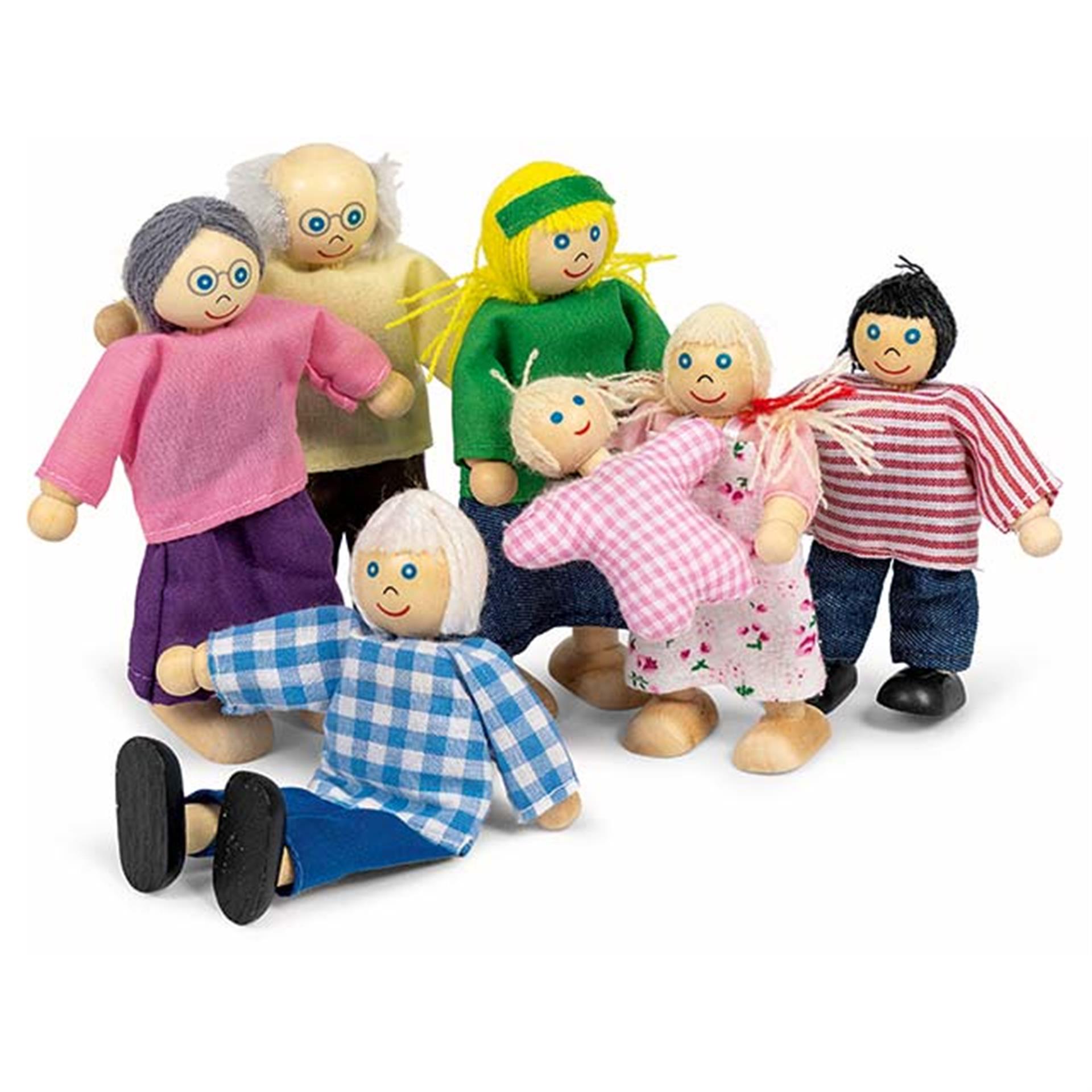 Famille de poupées souples, 7 pces