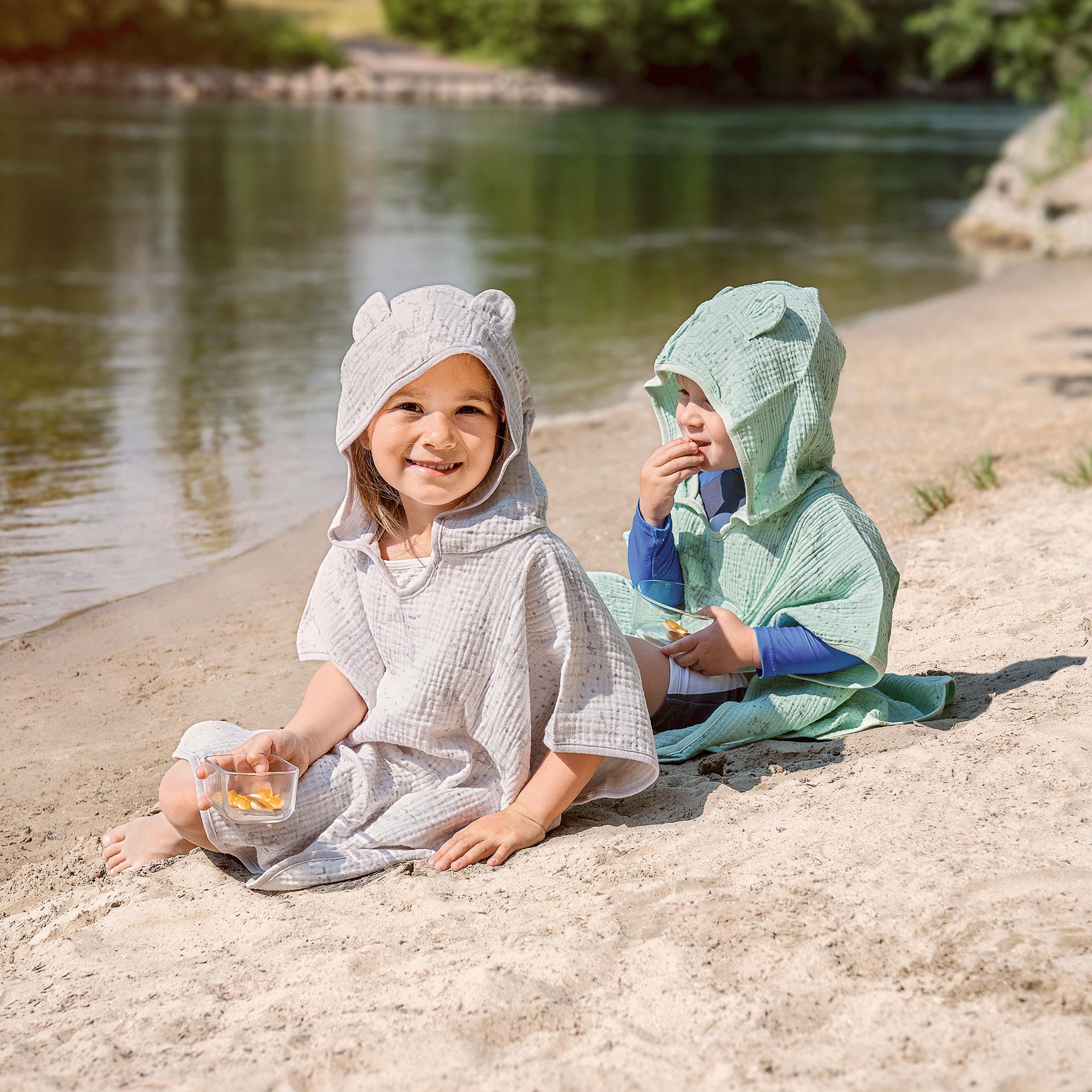 Poncho de bain en mousseline, 2 pces