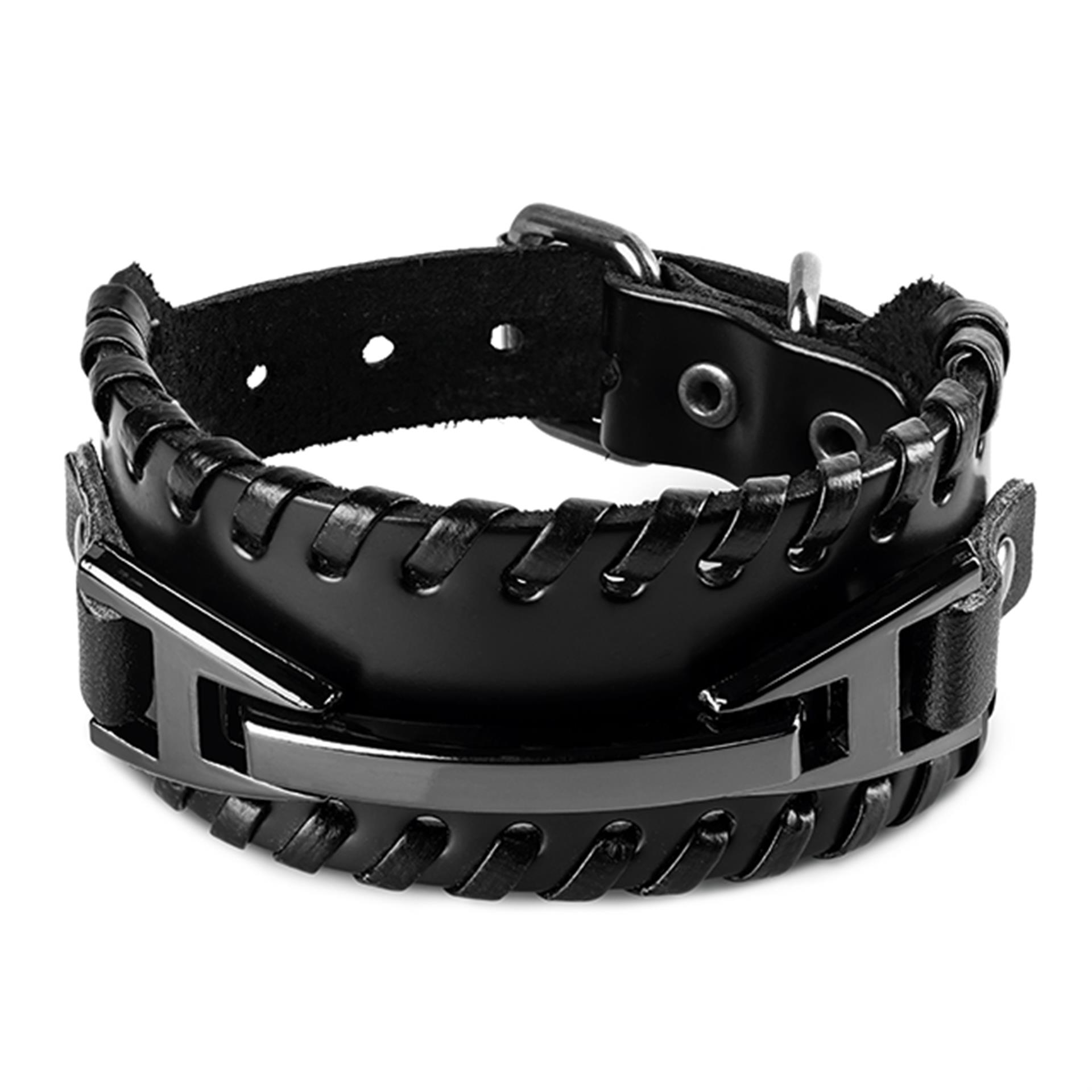 Bracelet pour homme en cuir avec alliage en zinc