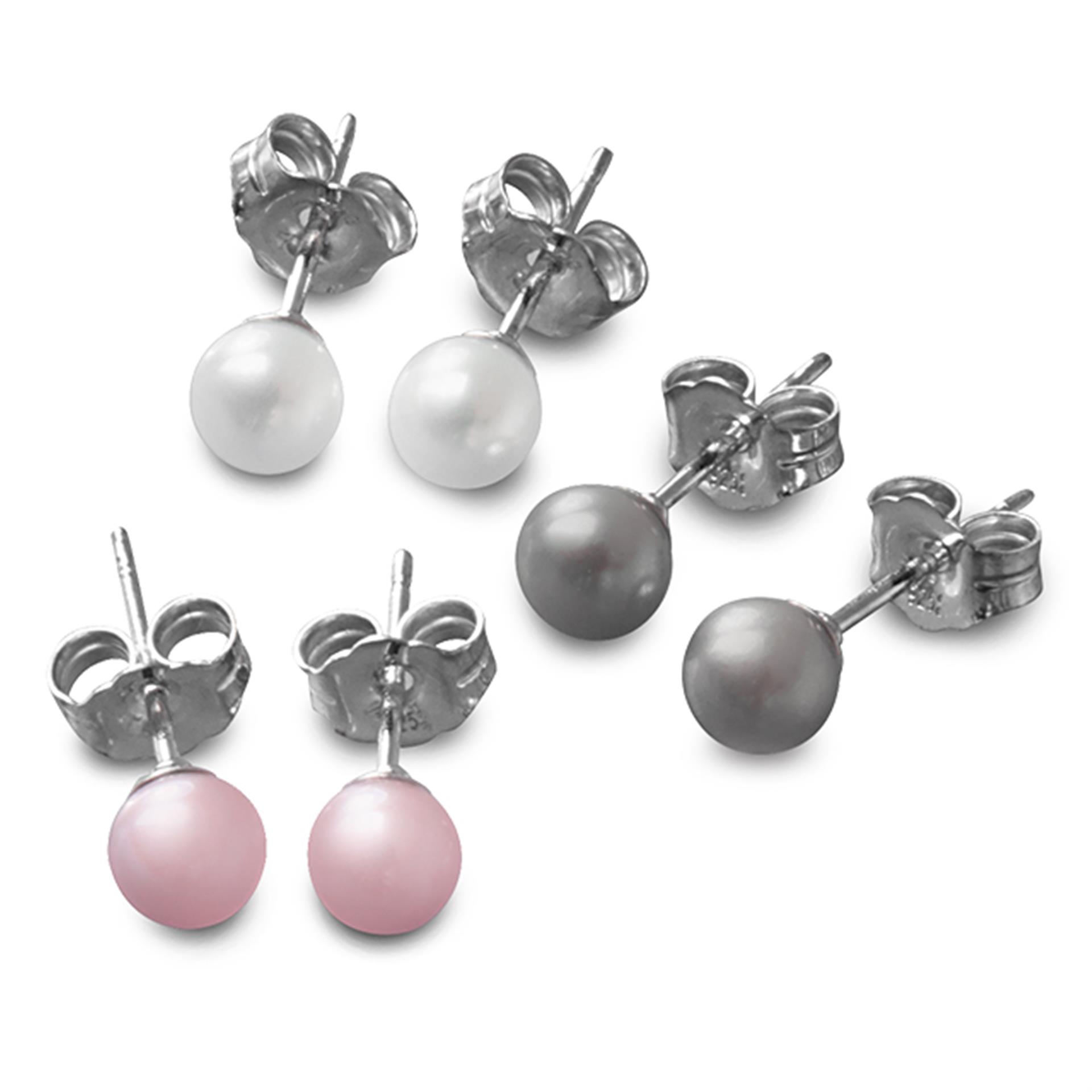 Clous d'oreilles en perles, 3 paires