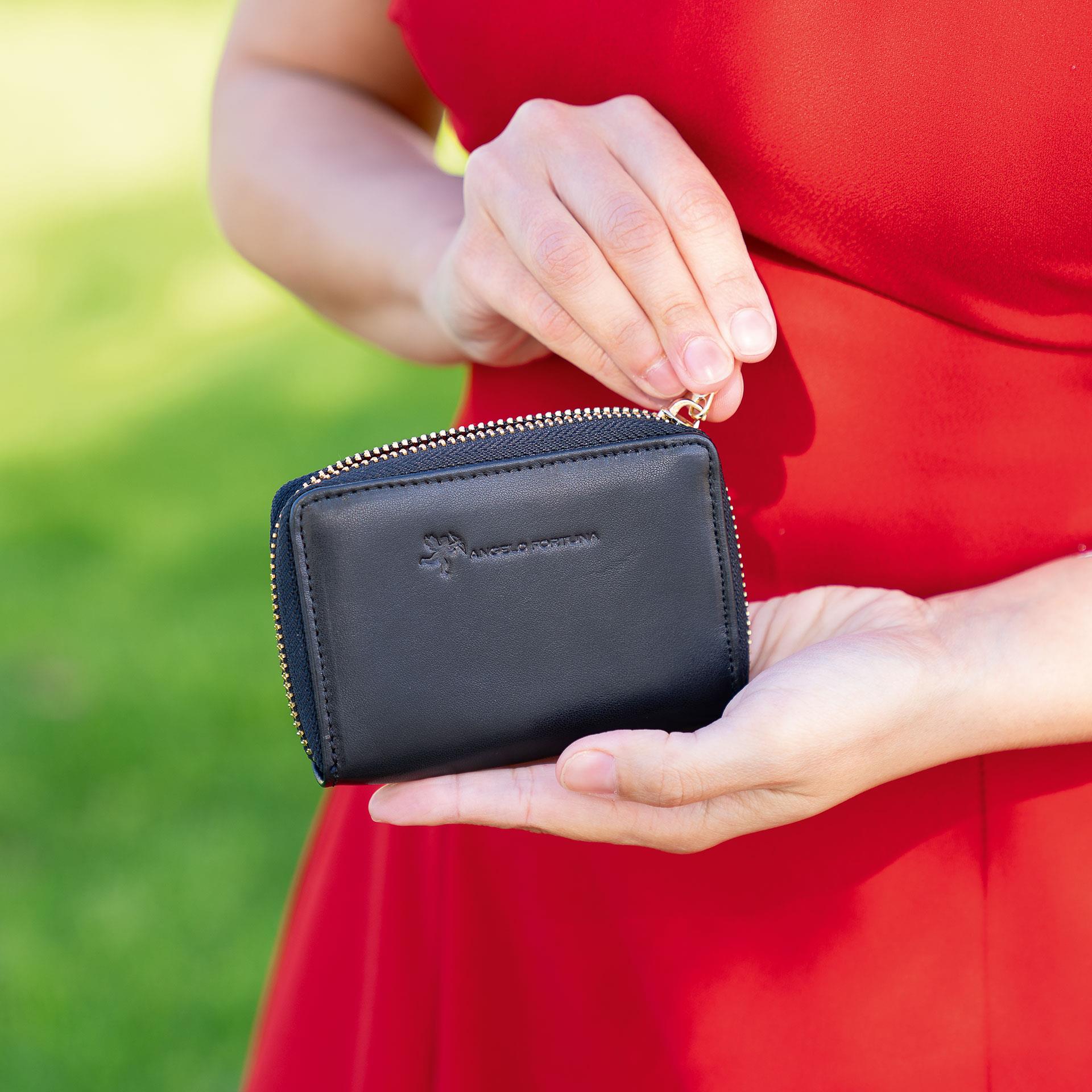 Porte-monnaie de poche en cuir pour femme