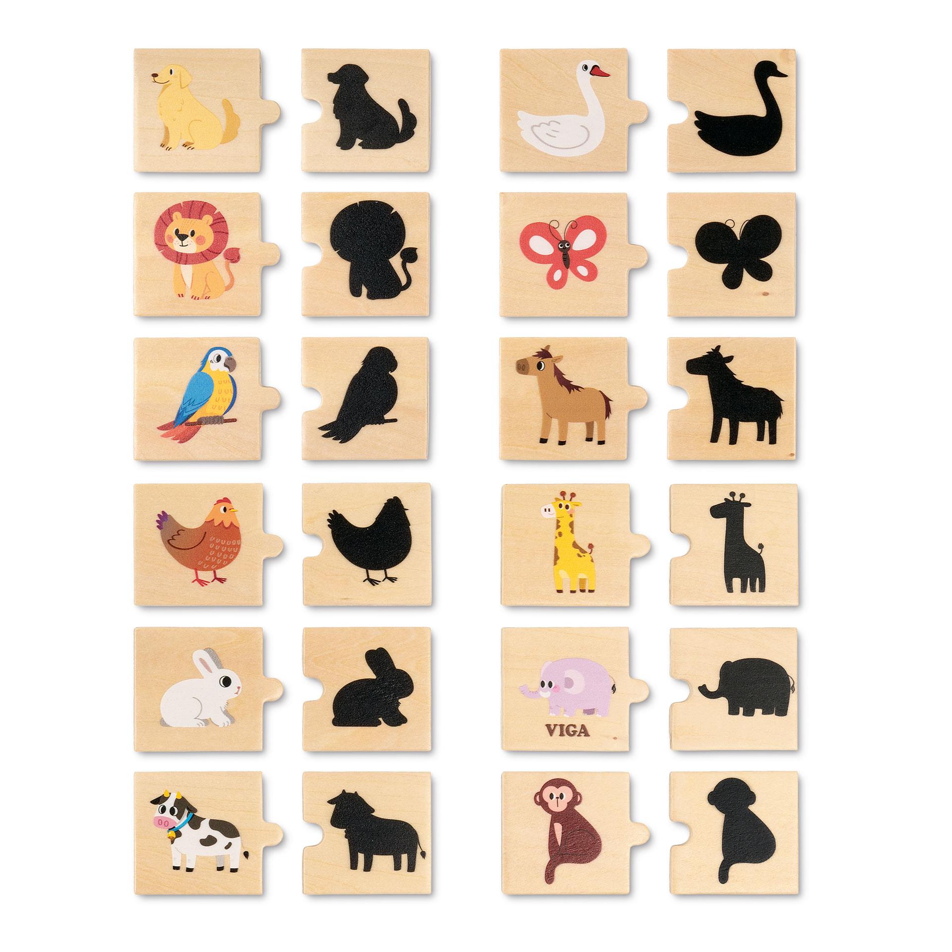 Puzzle delle ombre dei animaletti, 24 pezzi