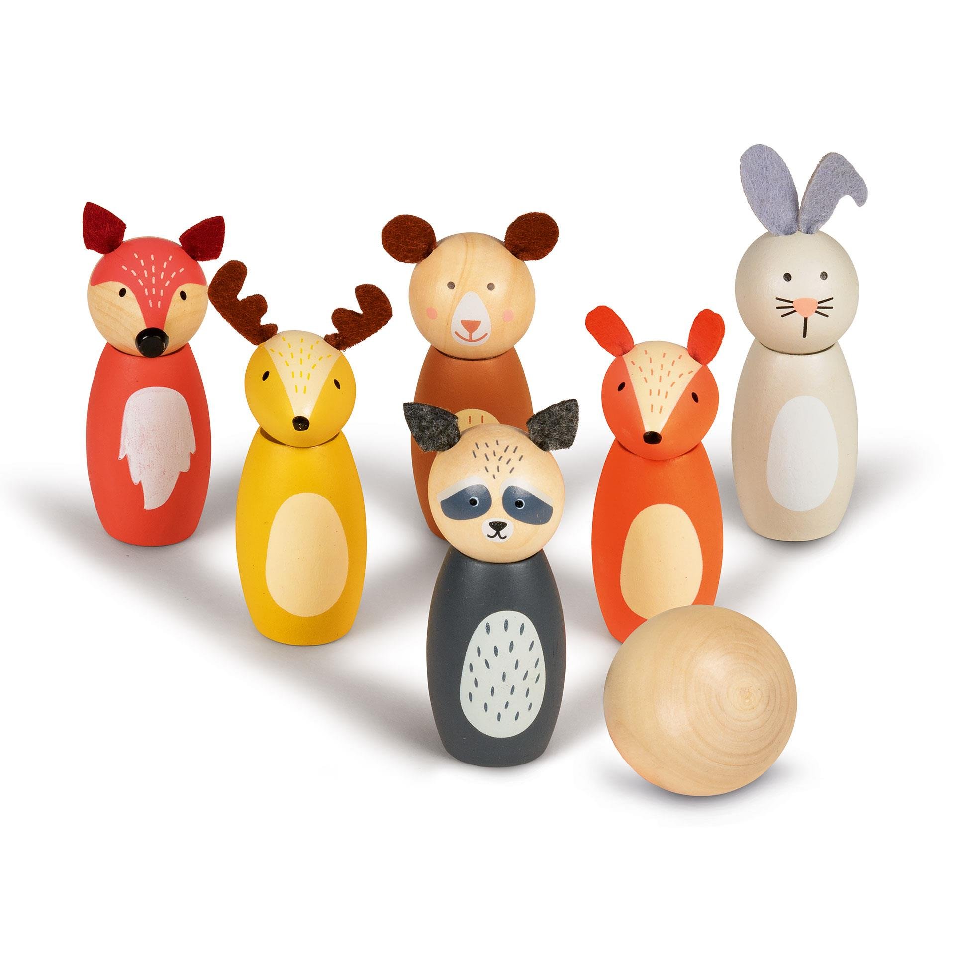 Set da bowling per bambini animali della foresta, 7 pezzi