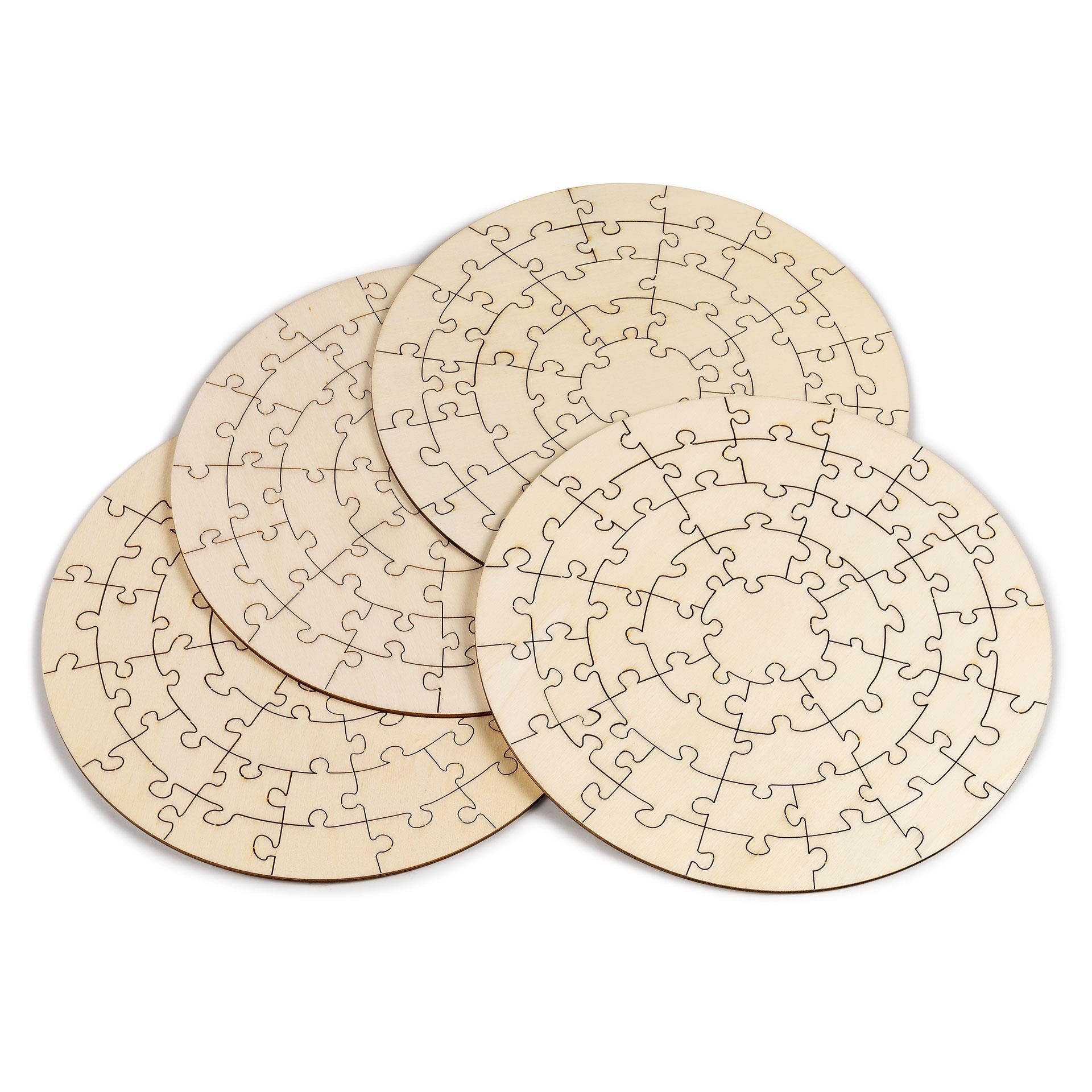Puzzle rotondo in legno da dipingere 4 pezzi