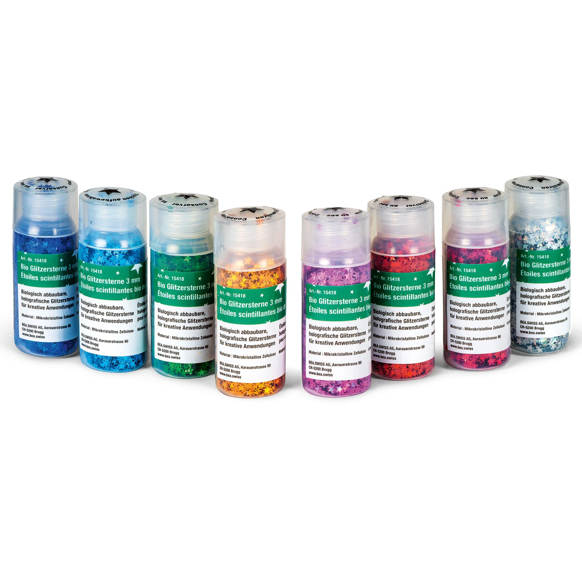 Bio Glitzersterne 8 Farben
