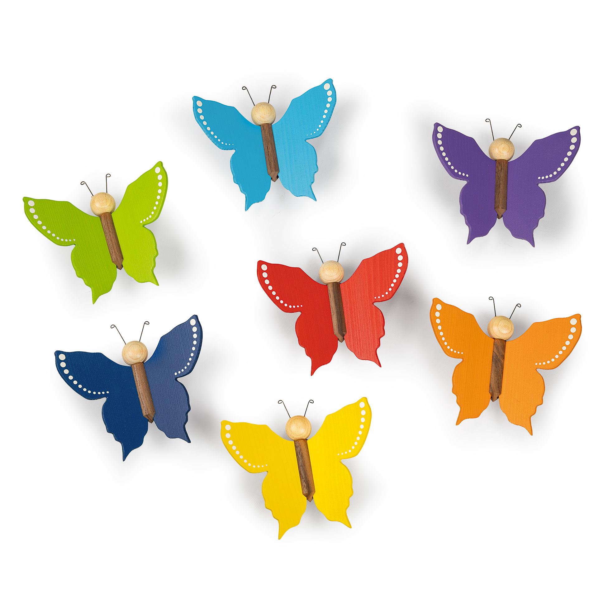 Papillons en bois set de 7