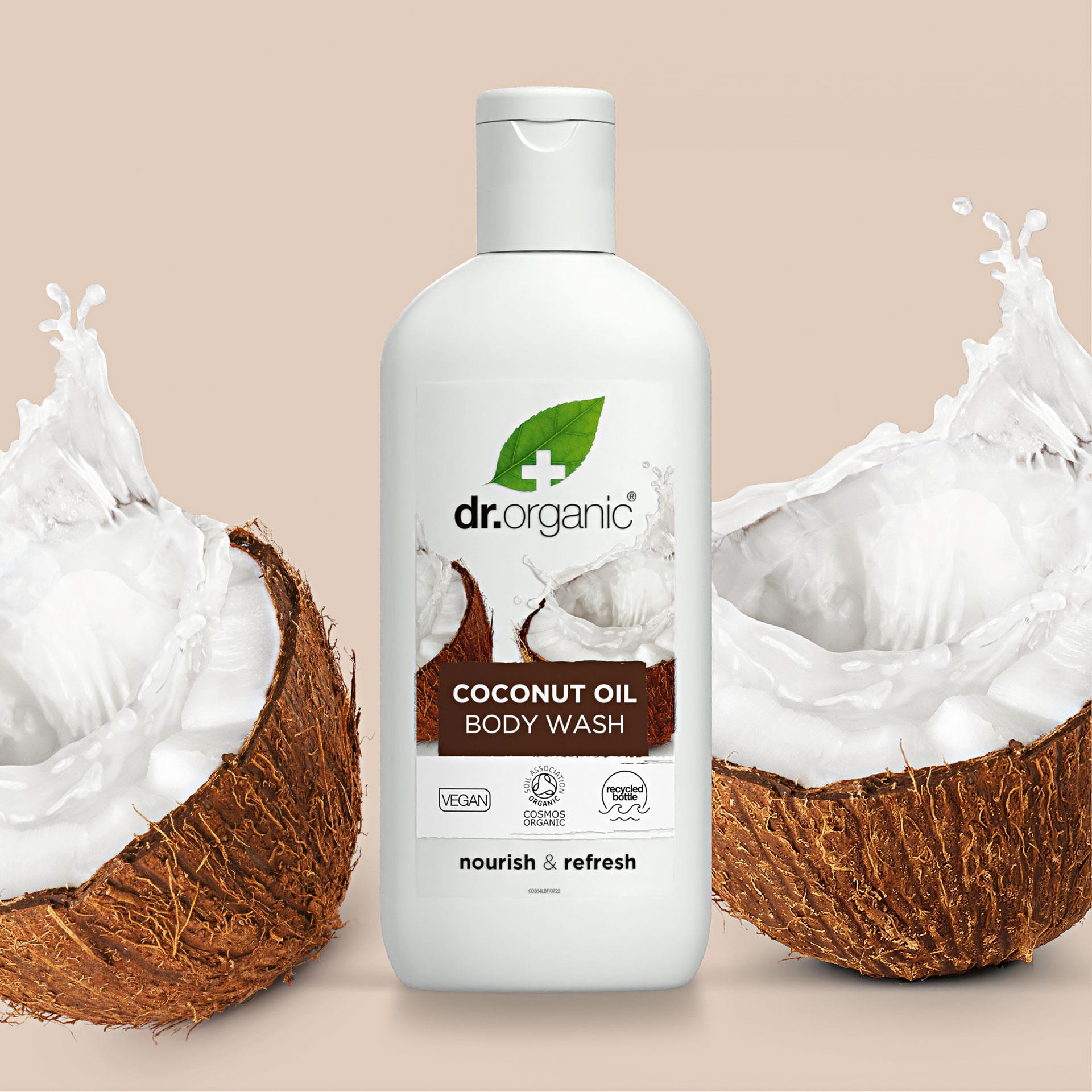 Virgin Coconut Oil Body Wash von Dr. Organic, tropisch duftendes Duschgel, Inhalt 250 ml
