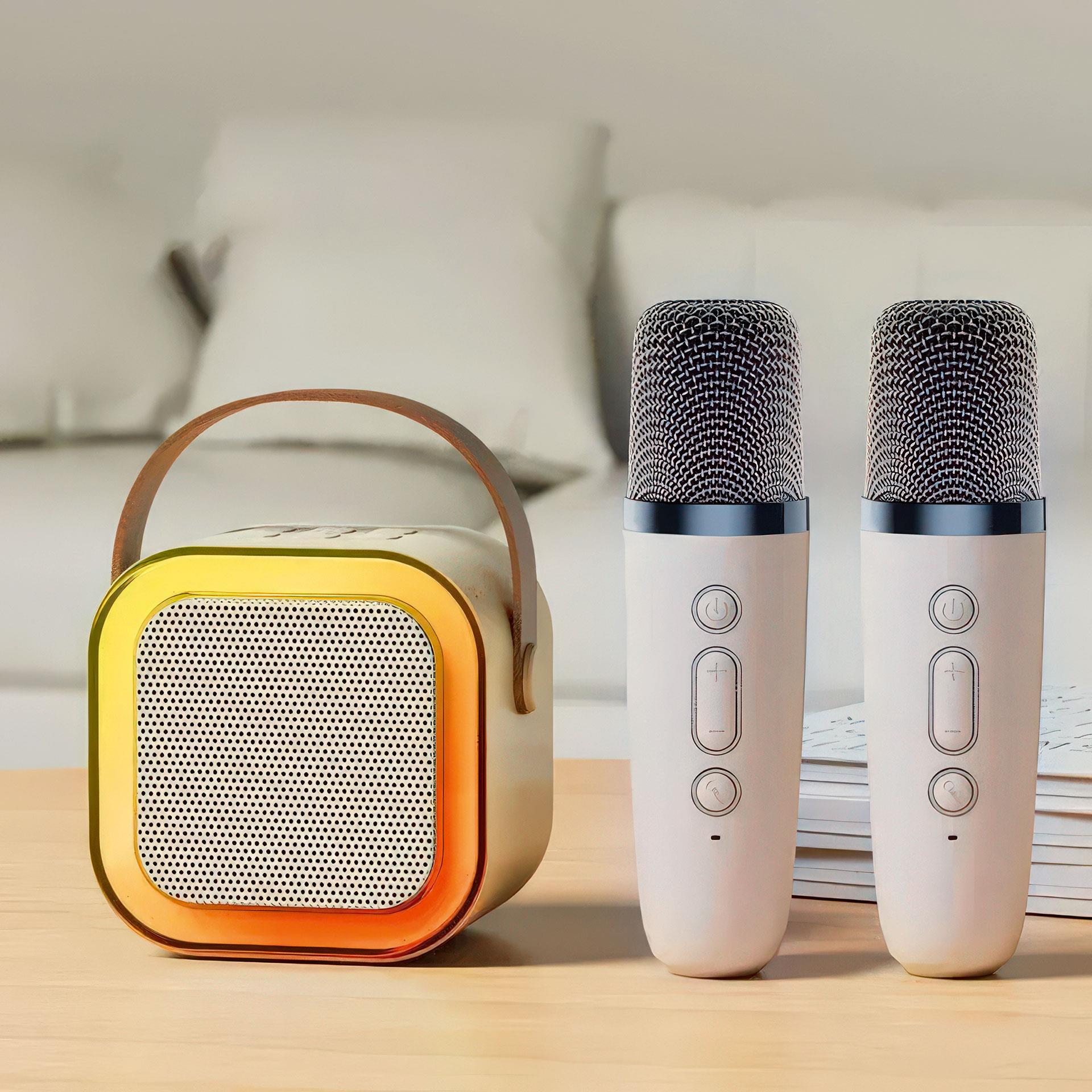 Kit karaoké pour enfants avec 2 microphones, haut-parleur et effets lumineux