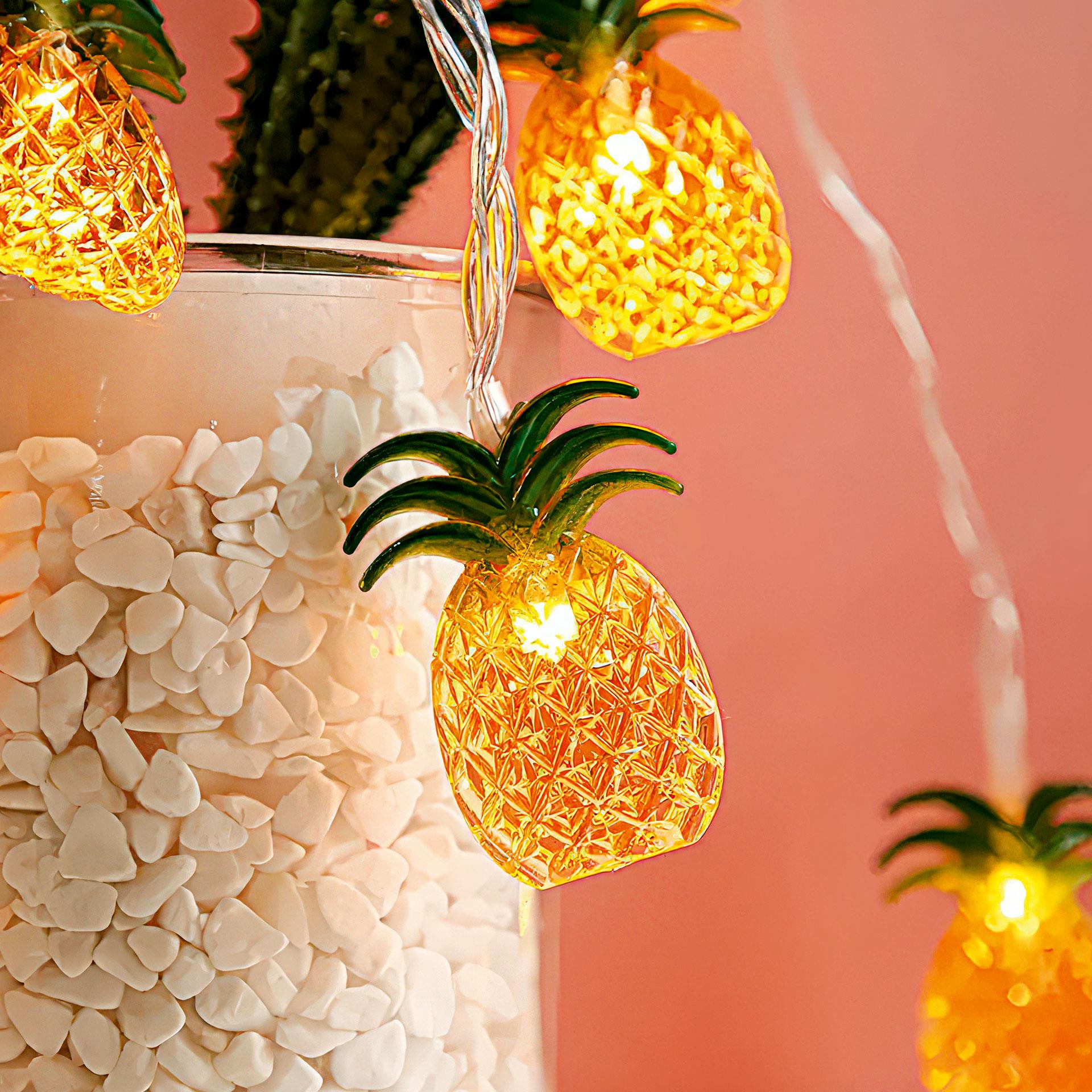 LED Lichterkette mit 20 Lämpchen in Ananasform auf 3 Metern Länge, ideal für Kinderzimmer und Deko, batteriebetrieben