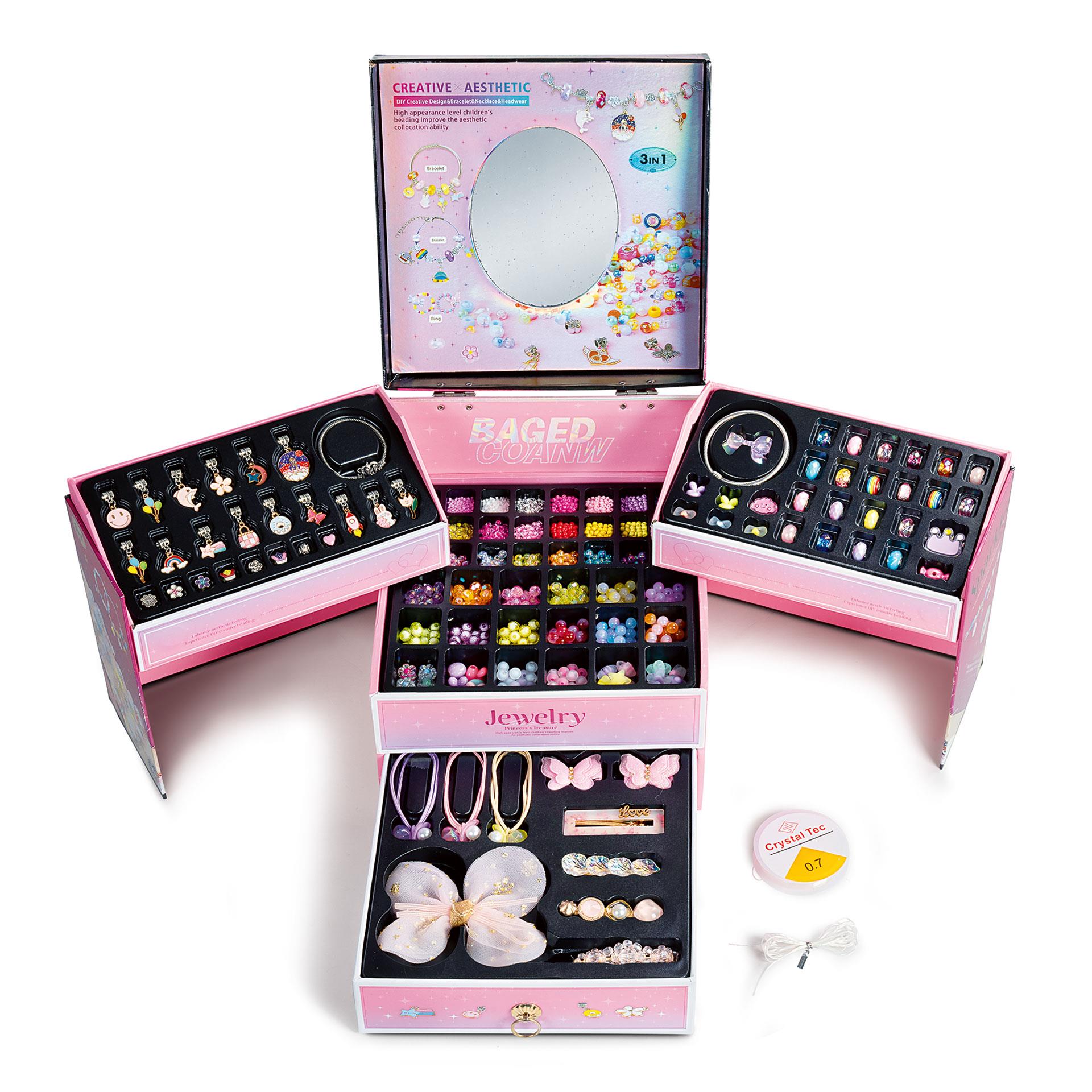 Deluxe Schmuck Bastelset mit bunten Perlen, funkelnden Edelstein-Imitaten, Anhängern und Zubehör zum Gestalten eigener Schmuckstücke